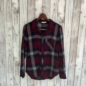 BeachLunchLounge plaid button up top size XS